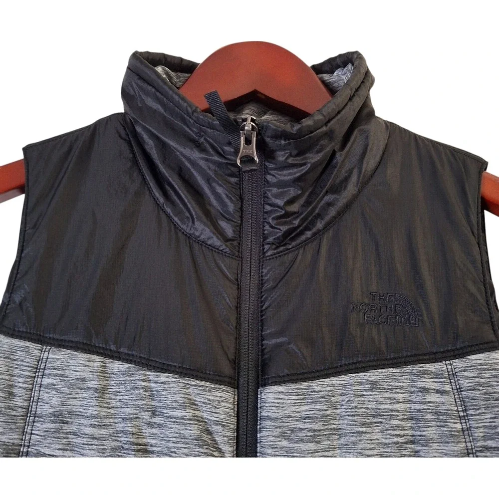The North Face Pseudio Vest Girls Large Gray Black Full Zip Colorblock